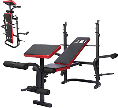 ISE - Banco de musculación multifunción ajustable plegable inclinable para entrenamiento completo SY5430B