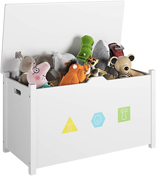 Homfa Armario Almacenaje Baúl de Almacenaje para Juguetes Libros de Madera Organizador para Juguetes con Tapa Blanco 80x39.5x46cm
