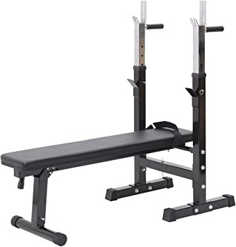 HOMCOM Banco de Pesas Plegable Bancos Musculacion Entrenamiento Maquina Gimnasio Gym Altura Ajustable Carga 150KG
