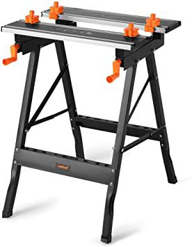 VonHaus Mesa de Trabajo con Superficie de Aluminio - Ajustable, Plegable, Sujetador y Extensible - Ideal Para Taller, Garaje Y Transporte