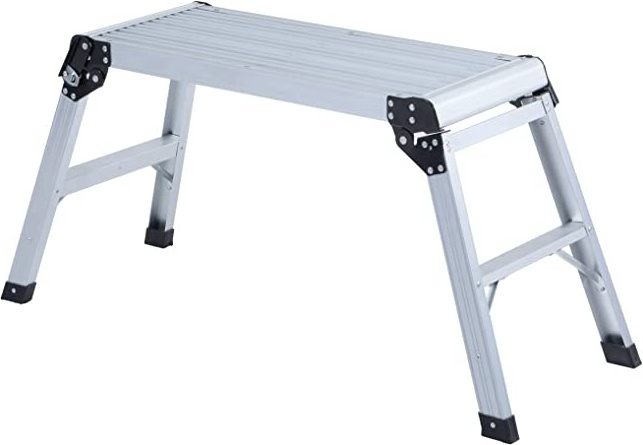 HOMCOM Banco Plegable Plataforma de Trabajo Escalera de Aluminio 150Kg Escalon Taburete