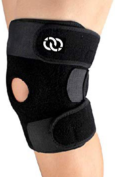 CompressionGear Rodillera - Protector con Estabilizador Lateral para Alivio Dolor - Soporte para Menisco para Hombres y Mujeres - Almohadillas Neopreno para Recuperación Lesiones - Correa Ajustable