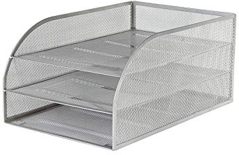 Osco 3TLTA-SLV - Bandeja para cartas de 3 niveles de malla metálica montada, color plateado