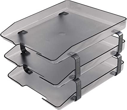 Acrimet Bandeja para Cartas 3 Niveles Carga Frontal (Color Gris Transparente)