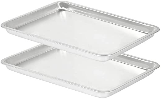 QLOUNI 2pcs Bandejas de Horno Aleación de Aluminio sin Recubrimiento Ideal para Galletas y Repostería (38 * 28cm)