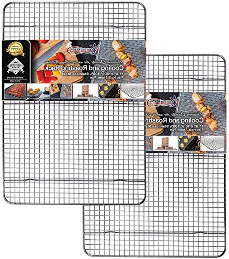 Rejilla Para Enfriar y Hornear de Acero Inoxidable, Parrilla Para Horno Para La Mayoría de Bandejas de Horno - Bandeja Para Galletas y Bizcochos, Utensilios de Repostería - 30 x 42,93 CM (2 PACK)