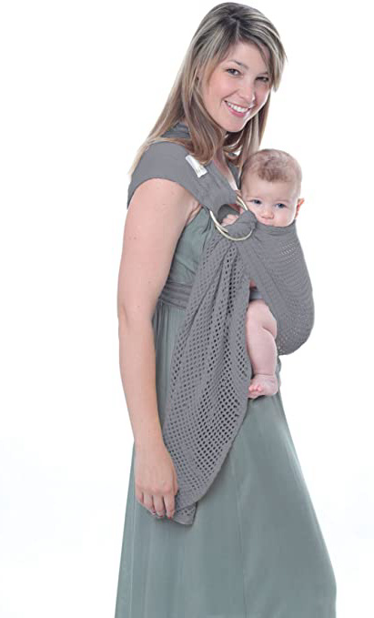 Bandolera de malla, bandolera portabebé, bandolera de anillas Amarsupiel - Gris