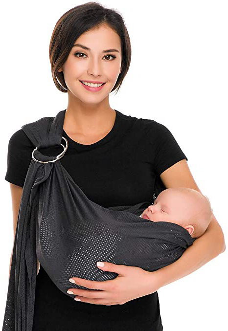 CUBY Fular Portabebé Unisex, Un Tamaño para Todos - Porta bebé para Madre y Padre - Calidad superior, Multiuso: Portador, Manta para Lactancia, Canguro, Cinturón posparto (Gris)