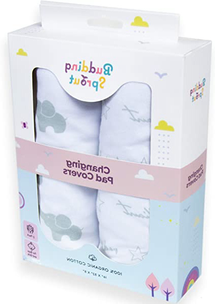 Fundas ultra suaves de algodón orgánico para cambiadores de bebés (paquete de 2). Se adaptan a cambiadores de tamaño estándar 40,6 x 81,2 cm (16" x 32"), vienen en dos diseños unisex