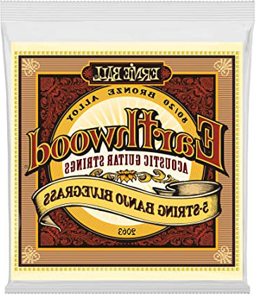 Ernie Ball Earthwood - Cuerdas de guitarra acústica de 5 cuerdas Banjo Bluegrass Loop End 80/20, calibre 9-20