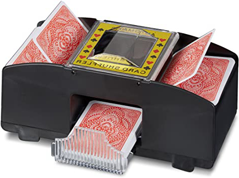 
                
                    
                    
                

                
                    
                    
                        Relaxdays Mezclador de Cartas, Póker, 2 Barajas, a Pilas, Barajador Automático, Plástico, 1 Ud, 14x20x11,5 cm, Negro, Color (10020520)
                    
                

                
                    
                    
                
            
