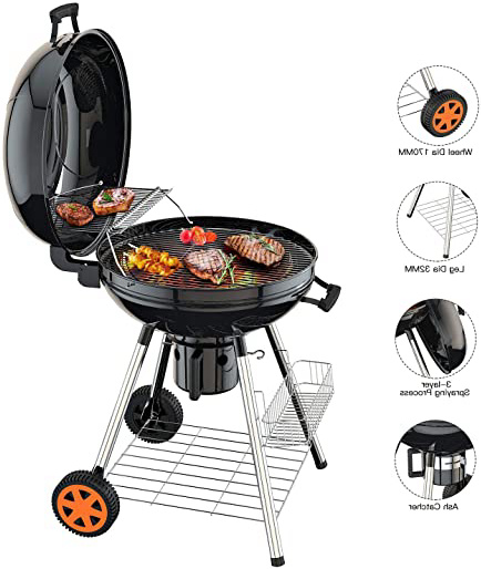 TACKLIFE Barbacoas de Carbón, Barbacoas Portátiles, 68 x 58 x 96CM, 2 Asador Parrillas, Instalación Rápido, Tornillos Ricos, 0.8mm de Acero, Soportar 800 Grados, Nunca Oxida y Agrieta - CG01A