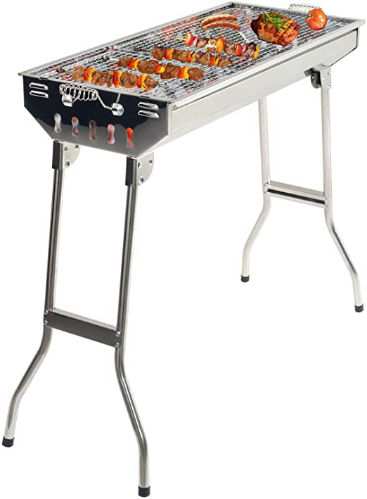 Grandma Shark Parrilla de Acero Inoxidable para Exteriores, Parrilla de carbón, Barbacoa de Barbacoa al Aire Libre, para Acampar en la Mesa, Parrillas de Barbacoa para jardín al Aire Libre (Plateado)