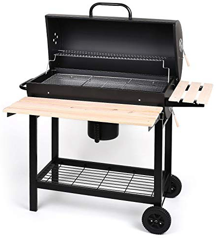 Oneconcept Beefbutler Smoke Edition - Parrilla de carbón con ahumador, Barbacoa, BBQ, Grill, Asador Directo o indirecto, Rejillas de ventilación, 100x95x55 cm, Portátil con Ruedas, Negro
