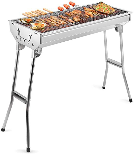 Uten Barbacoa Portátil de Acero Inoxidable Barbacoa Plegable Parrillada Asador al Aire Libre BBQ de Carbón para Cocinar Camping Senderismo Picnics