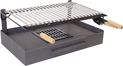 IMEX EL ZORRO Cajón para Barbacoa con Parrilla de INOX, 68 x 40 x 26 cm, Negro, 71409