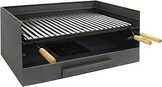 Imex El Zorro Cajón para Barbacoa con Parrilla de INOX, 61 x 40 x 33 cm, Gris FORJA, 71515