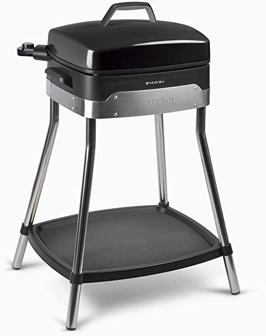 IKOHS R&B King - Barbacoa Eléctrica de Exterior, con Patas Acero Inoxidable, 2000W, Termostato Regulable en 5 potencias, Plancha de la Parrilla de 3 Superficies, Fácil de Limpiar, 38,1x43,1x82 cm