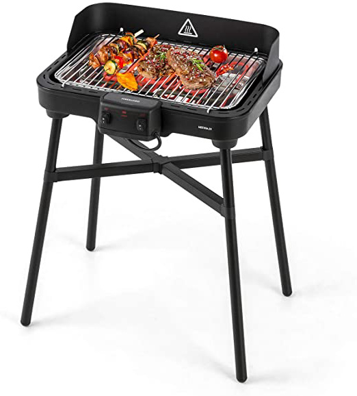 Klarstein Grillkern Barbacoa eléctrica - Mesa de Barbacoa, Parrilla, 1900 + 800 W, Temperatura de 400 °C, 3 Zonas de Calor, ReflectorBoost, Ocupa Poco Espacio, Ideal para Carnes, Negro