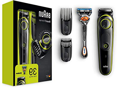Braun BT3041 - Recortadora de barba y cortapelos, eléctrico con cuchillas afiladas de larga duración, maquinilla Gillette Fusion5 ProGlide Con Tecnología FlexBall de regalo, negro/verde
