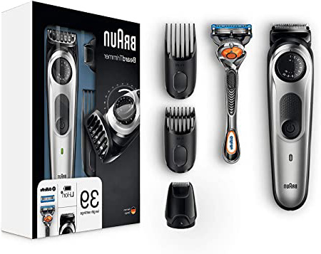 Braun Recortadora Barba BT5065 Recortadora de Barba y Cortapelos, Afeitadora Mini, con Cuchillas Afiladas, incluye Maquinilla Gillette Fusion5 ProGlide con Tecnología FlexBall, Negro/Plata