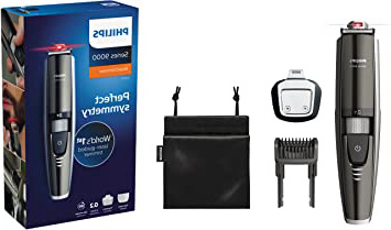 Philips BT9297/15 - Barbero con guía láser, incluye recortador de precisión, cuchillas de acero inoxidable, ac / batería, negro, plata