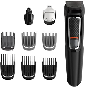 Philips MG5720/18 Recortadora para barba y pelo, 9 en 1, accesorios para nariz y orejas, cortapelos cara, y cabeza, 60 minutos de autonomía,Negro