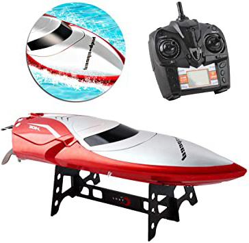 deAO RC Barco de Carreras Alta Velocidad 30Km/h Control Remoto Frecuencia 2.4GHz Rango de 150m Sistema de Refrigeración y Volteo Automático