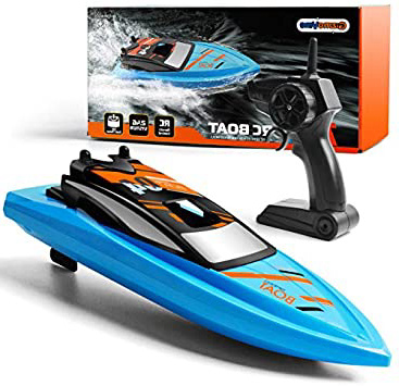 GizmoVine Barco Teledirigido Barco Teledirigido Alta Velocidad de 2.4 GHz ,1 Batería Juguetes Electronico para Niño Niña Juegos en Bascula Baño y Piscina(Azul)
