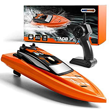 GizmoVine Barco Teledirigido Barco Teledirigido Alta Velocidad de 2.4 GHz ,1 Batería,Juguetes Electronico para Niño Niña Juegos en Bascula Baño y Piscina(Naranja)
