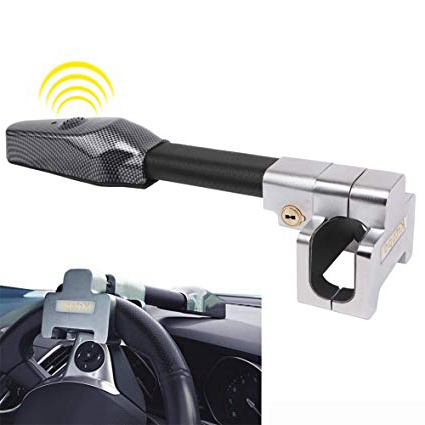 Antirrobo Coche con Alarma Bloqueo del Volante Giratorio Ajustable Autodefensa Barra Antirrobo Coche