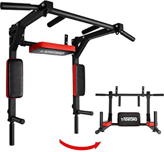 ONETWOFIT Barra de Dominadas de Montaje en la Pared Multifuncional/Barra de Dominadas Inversas, Estación de Paralelas para Entrenamiento de Gimnasio en el Hogar Interiores OT126…