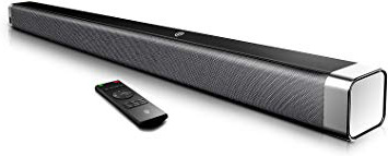 Barra de Sonido 2.0 Canales, Potencia 110dB, BOMAKER Tecnología DSP Subwoofer Incorporado + Bluetooth para TV, Soporte Óptico, 3,5 mm Audio AUX, USB, Diseñado para Cine en Casa, ODINE I, Negro-Gris