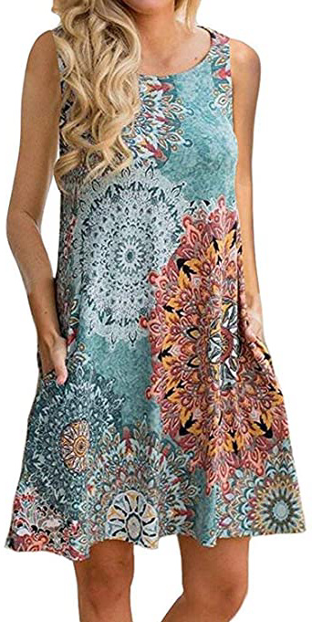Abravo Mujer Vestido Camiseta Estampado