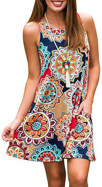Abravo Mujer Vestido Camiseta Estampado