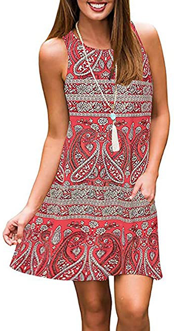 Abravo Mujer Vestido Camiseta Estampado