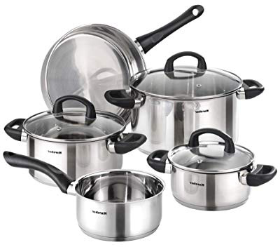 Karcher 125457 Batería de Cocina MIA, Incl. Tapa de Cristal, Apta para inducción, 5 Piezas, Acero Inoxidable
