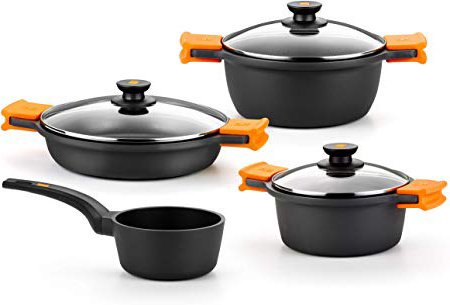 BRA Efficient - Batería 4 piezas, de aluminio fundido con antiadherente, apta para todo tipo de cocinas incluso inducción