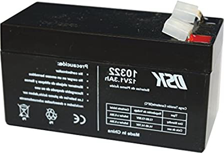 DSK 10322 - Batería Plomo Acido 12V 1,3 Ah, Negro. Ideal para alarmas de hogar, Juguetes electricos, cercados, balanzas.