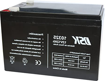 DSK, Batería Plomo Acido 12V 12 Ah, Ideal para Alarmas Hogar, Juguetes Eléctricos, Cercads, Balanzas, Negro