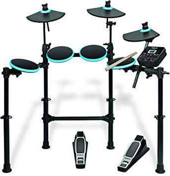 Alesis DM Lite Kit - Batería electrónica de 7 piezas LED USB, rack plegable, baquetas, más de 200 Sonidos de batería y percusión, modo aprendizaje, pistas play along, color negro y azul