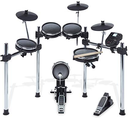 Alesis Surge Mesh Kit - Batería Electrónica de Ocho Piezas con Cabezales de Malla, Rack de Cromo y Módulo musical de Batería de 40 Kits, 385 Sonidos, 60 Pistas Play Along y Conectividad USB/MIDI