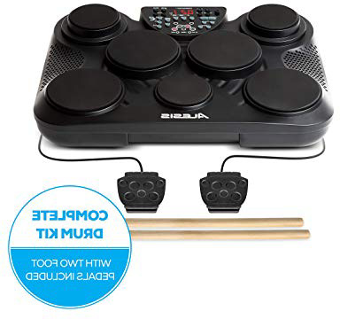 Alesis CompactKit 7 - Batería Electrónica de Sobremesa de 7 Pads Sensibles a la Velocidad, 265 Sonidos y Melodías de Percusión, Salida USB-MIDI, Pedales y Baquetas incluidas