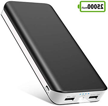 Bateria Externa Movil 25000mAh Power Bank Cargador Portátil Móvil de Alta Capacidad con 2 Salidas USB 2.1A/1A,Entrada 2A y LED Linterna,4 Indicadores LED para iPhone Huawei,Tablets y Más Dispositivos