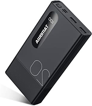 TAMOWA Power Bank 20000mAh Batería Externa con Pantalla LCD Digital, Cargador Portátil Móvil con 2 Entradas & 2 Salidas para iPhone, iPad, Samsung, Huawei, Xiaomi, Smartphones y más, Negro