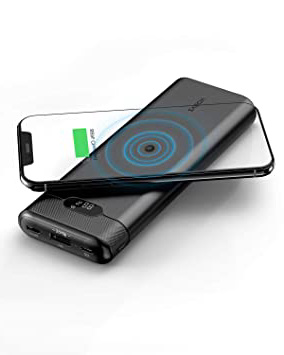AIDEAZ Batería Externa 20000mAh Powerbank con Cargador inalámbrico, pantalla LCD, entrega de energía de 18W, Compatible para iPhone 11/11 Pro Max/X/XS/XR y Compatible para Samsung y Otros Dispositivos