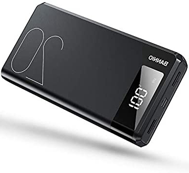 BANNIO Powerbank 20000mAh,Ultra Capacidad Bateria Externa Power Bank con 2 Entrada y 2 Salida USB y Pantalla LCD,Bateria Portatil para Movil Compatible con Móviles Inteligentes y Tabletas y Más,Negro