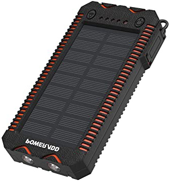 POWERADD Cargador Solar Portátil con 12000mAh, Batería Externa 2 Puertos de USB Panel Solar con Alta Eficiencia de Conversión Impermeable Inteligente, Color Naranja y Negro.