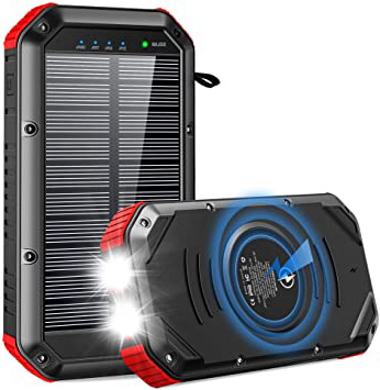 ORITO Power Bank 30000mAh, 【2020 Nueva Versión】 Batería Externa Carga Rápida PD18W, Cargador Solar con Carga Inalambrica, 4 Salidas USB y 1 USB-C LED Linterna SOS 4 Modos para iOS, Samsung Galaxy