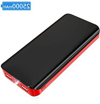 Bateria Externa Movil 25000mAh Power Bank Cargador Portátil Inalámbrico con Alta Capacidad,2 Salidas USB 2.1A/1A,Entrada 2A,LED Linterna y 4 Indicadores LED para iPhone,iPad,Huawei y Más Dispositivos
